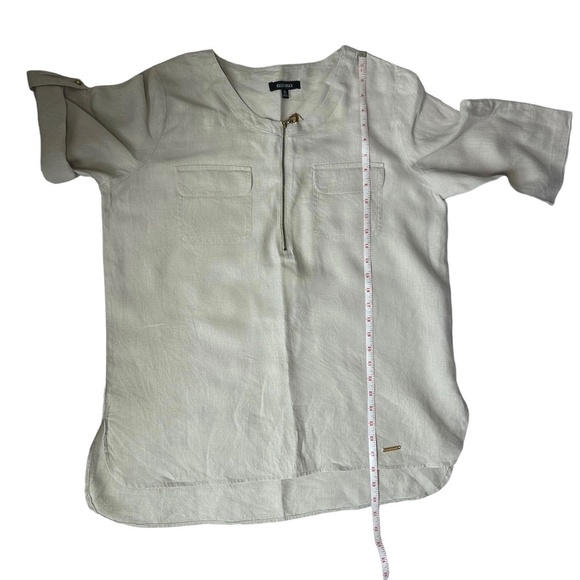 Ellen Tracy 100% Tan Linen 3/4 Sleeve Utility Top XL - Picture 6 of 9